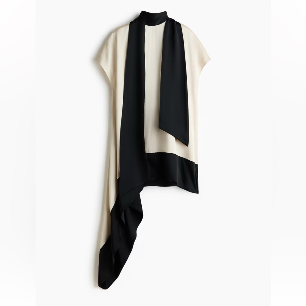 New H&M Elegant Two-Tone Draped Asymmetric Top - Picture 5 of 6